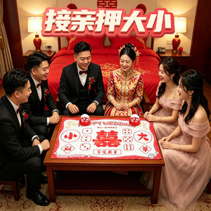 结婚接亲押大小桌布婚礼堵门拦门整蛊伴郎新郎婚庆游戏游园会道具