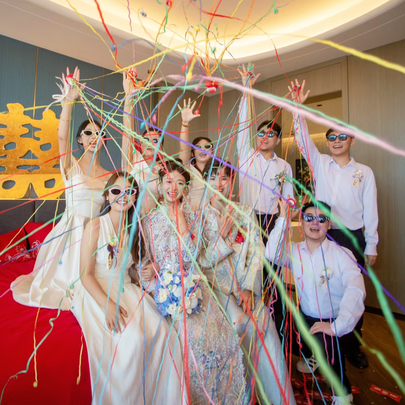 手抛彩带领证结婚庆接亲婚礼拉花彩条小游戏订婚生日拍照手扔道具