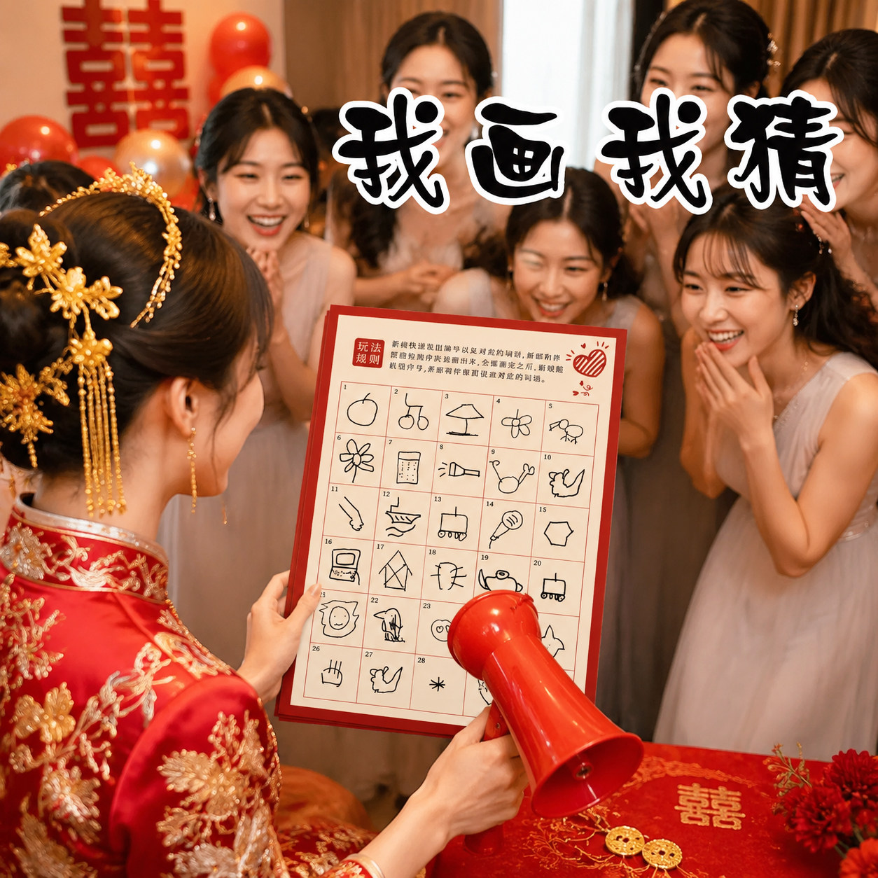 我画我猜婚礼互动小游戏结婚道具你画我猜游戏卡婚庆用品接亲游戏