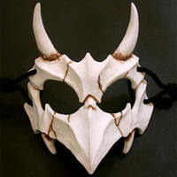 Halloween half-face costume with 2D characters, dragon God, tiger, Yaksha, Tengu, human and Wolf cosplay, white bone skull mask thumbnail 2