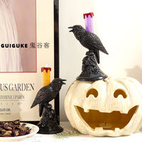 Halloween decorative LED crow candle light ornaments, Gothic style table lamp decorations, scene atmosphere setting props thumbnail 7