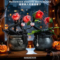Halloween figurine: Electric swinging man-eating flower crucible, voice-controlled sensor eyeball jar, glowing main body, swinging sound effect thumbnail 3