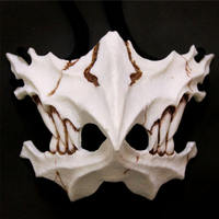 Halloween half-face costume with 2D characters, dragon God, tiger, Yaksha, Tengu, human and Wolf cosplay, white bone skull mask thumbnail 4