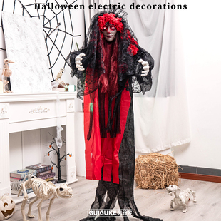 万圣节亡灵节红衣女吊鬼挂件鬼屋密室游乐园鬼节发光恐怖氛围装饰