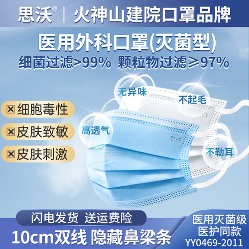 思沃优质亲肤外科口罩透气