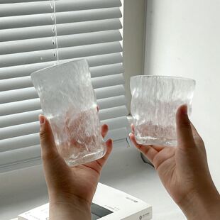 冰川纹玻璃喝水杯子家用高颜值百货用女果汁饮料杯ins风茶杯酒杯