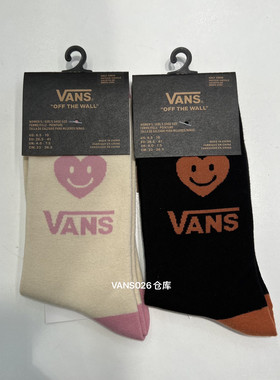 VANS范斯 女子休闲vans爱心笑脸图案高筒袜长袜 VN000KDN2N1 BLK