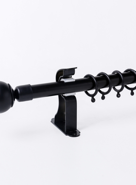 黑色窗帘杆单杆双杆罗马杆 铁艺装饰圆头 超过2米对截寄送