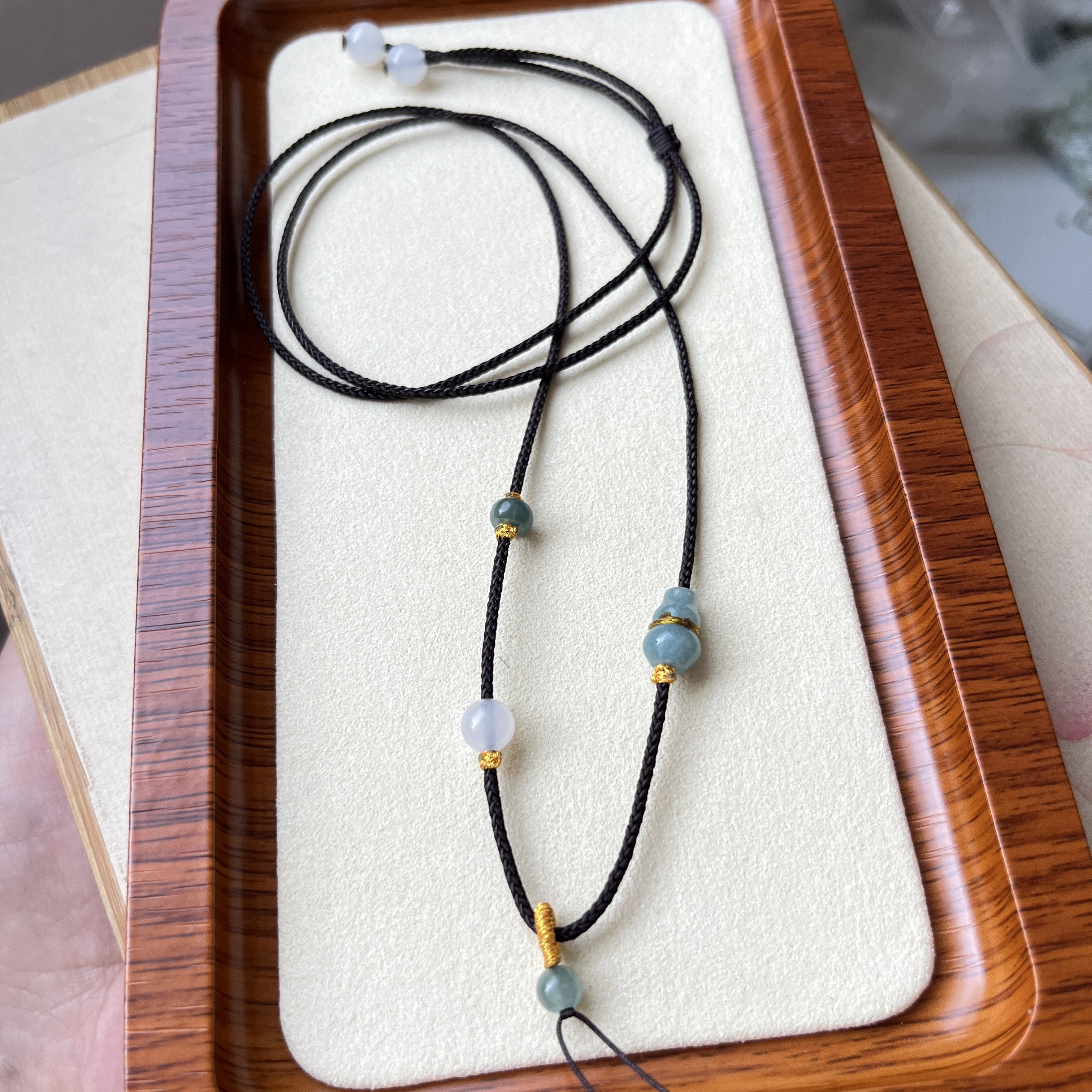 手工编织项链吊坠挂绳极细编绳黄金锁小吊坠翡翠锁骨链毛衣链绳子