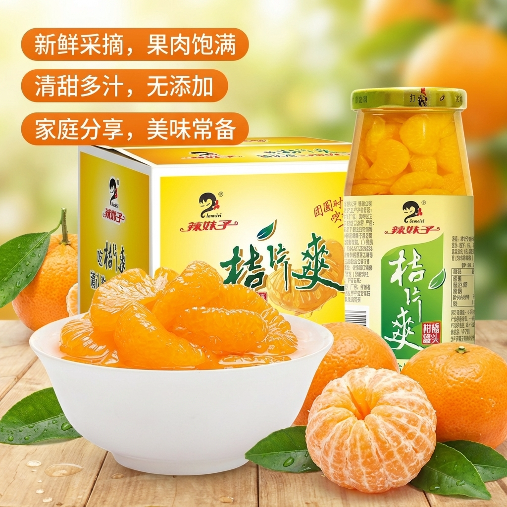 张婧仪同款橘子罐头辣妹子黄桃罐头桔子水果罐头桔片爽送礼盒整箱