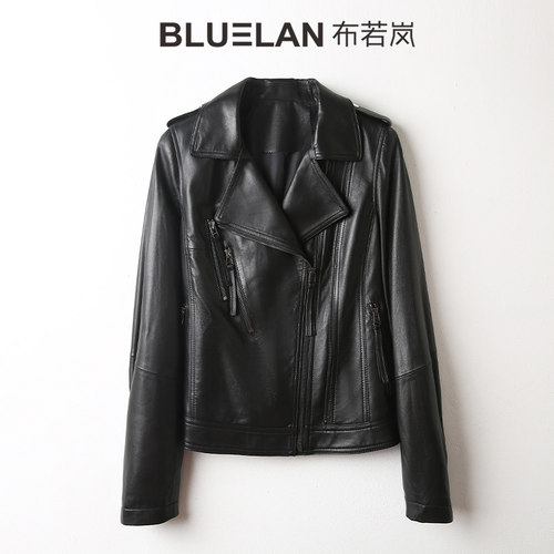 黑色皮衣外套新款春秋季绵羊欧美