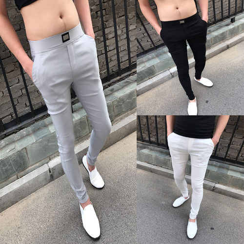 快手红人紧身显瘦社会小伙休闲裤