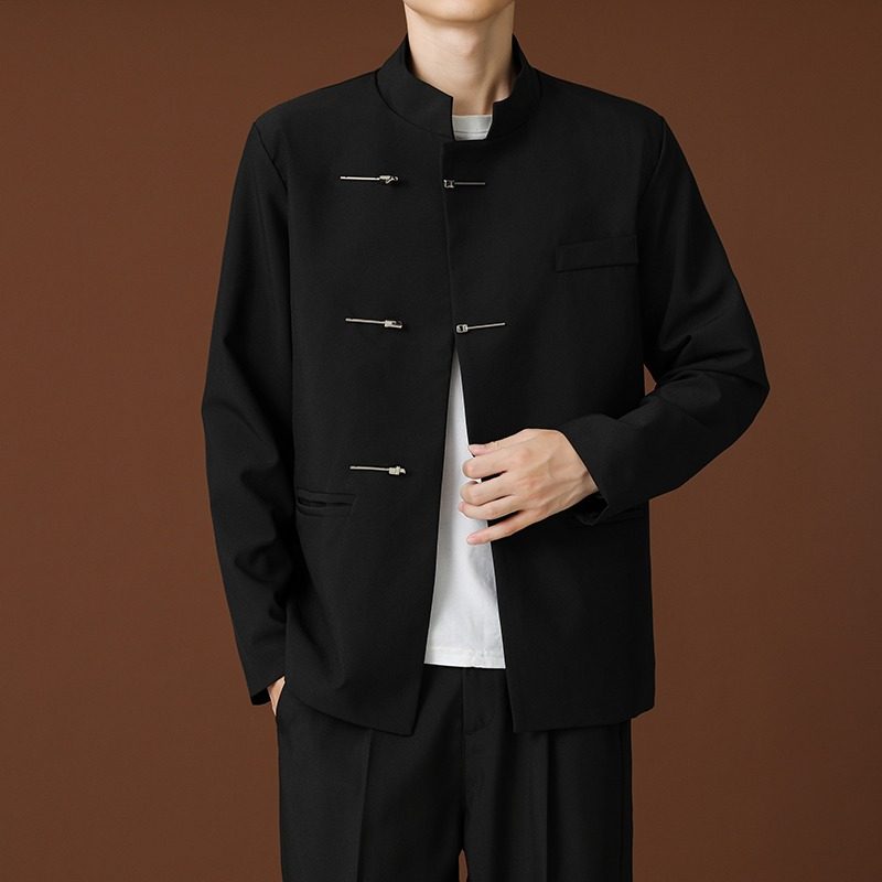新中式西装外套男小众设计感中国风西服高级感立领上衣垫肩中山装,男装,休闲西服,淘宝优惠券,粉丝福利购,淘宝优惠卷