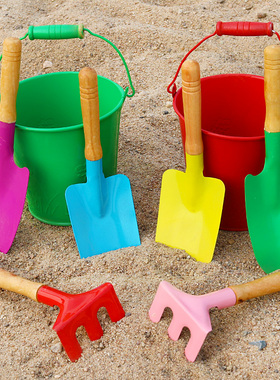 儿童玩沙挖沙子铁铲子铁桶沙滩玩具套装宝宝赶海玩土挖土园艺工具