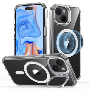 亿色适用于苹果15ProMax镜头支架MagSafe磁吸手机壳iPhone15透明保护套Pro防摔透明外壳Max追剧神器高级感