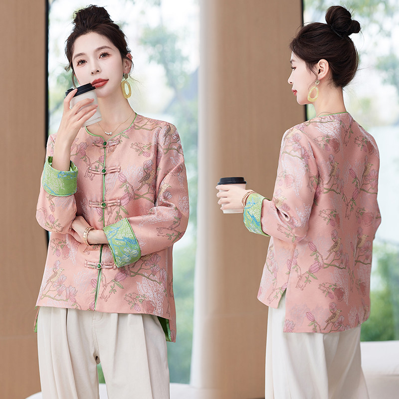 新中式低领旗袍短装改良无领圆领超好看的独特前短后长外套唐装褀