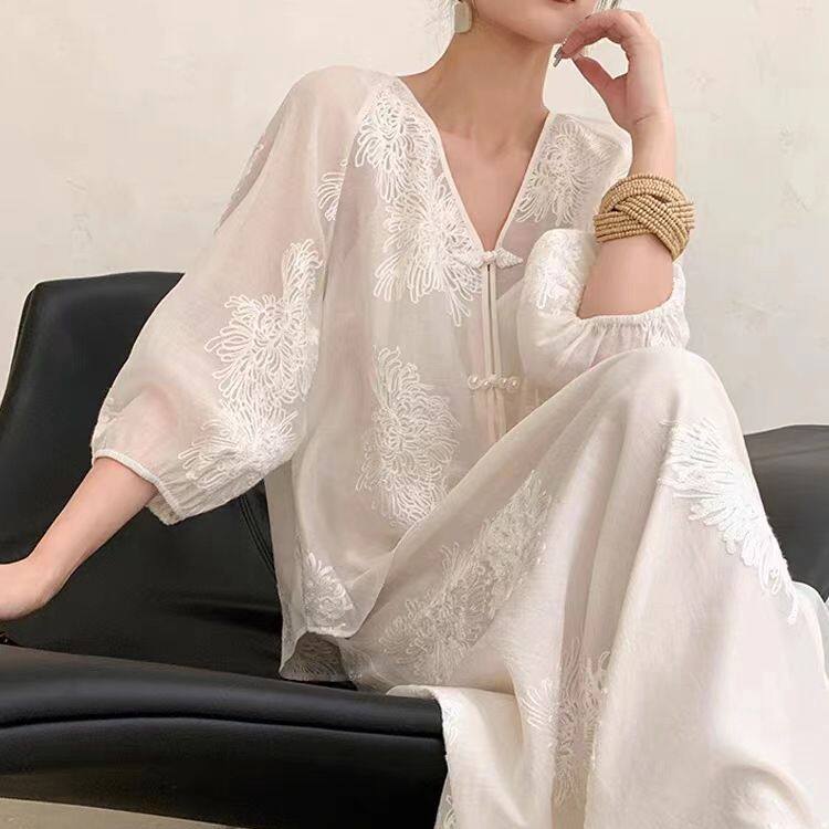 今年流行漂亮套装裙大气高级感女装夏下天衣服和尚领女裙二俩件套