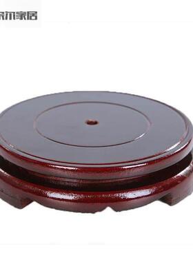 圆形实木可旋转瓷器坐泡酒瓶花架装饰摆件可转动木质底座托垫放石