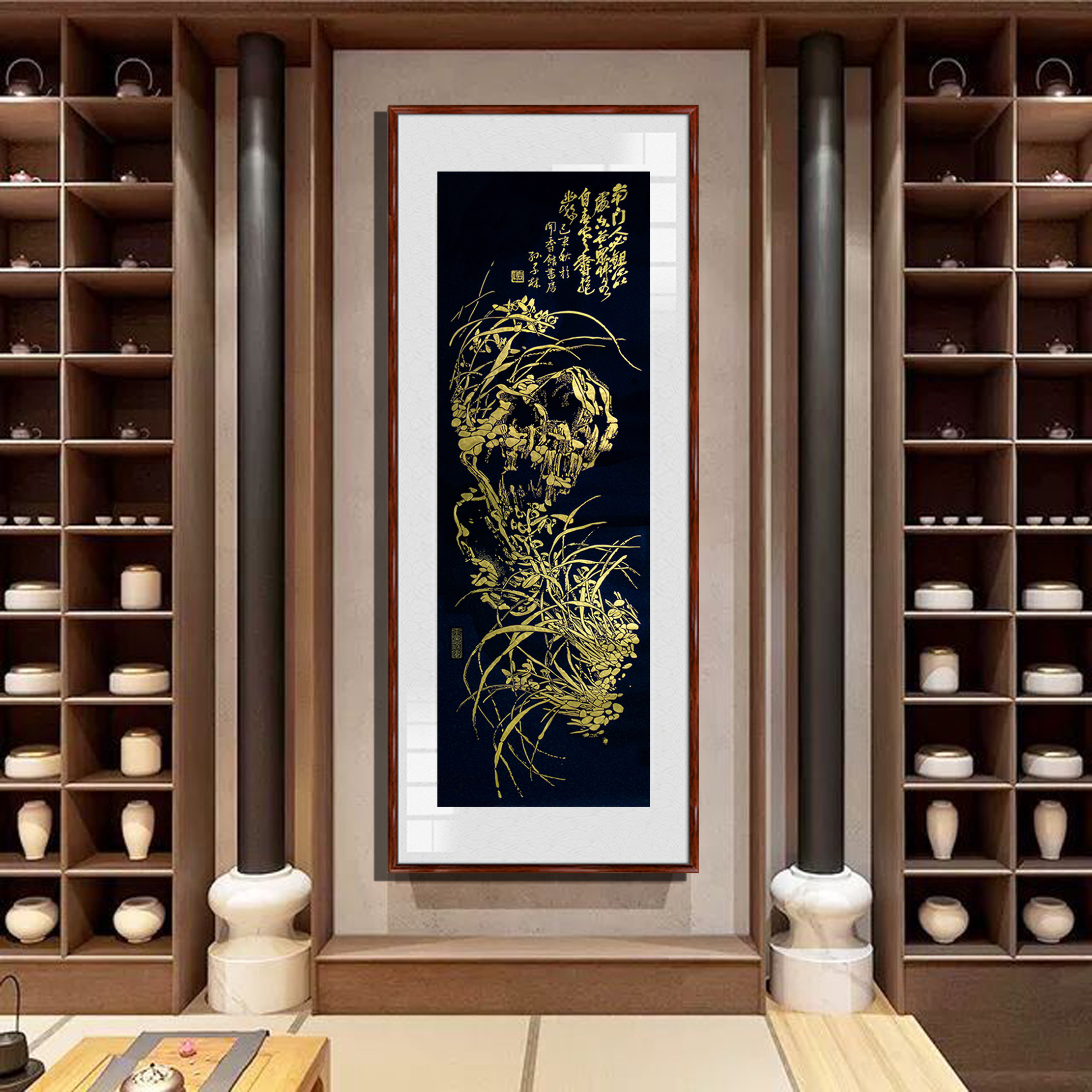 朵莲精舍国画兰花中堂名家纯手绘