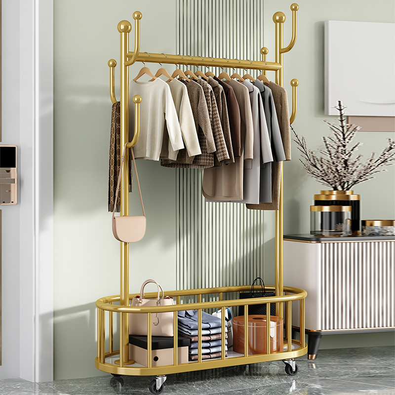 落地衣架佳倍洁可移动带轮金属