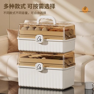 日本家用药箱家庭装药物收纳盒大容量医药箱多层儿童药品塑料药盒