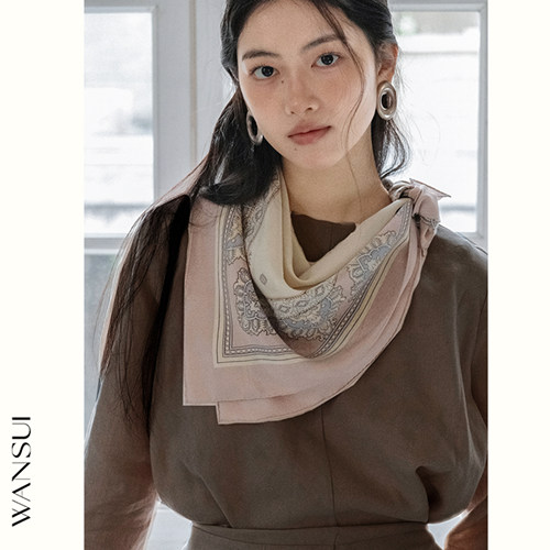 WANSUI万穗100%桑蚕丝真丝大方巾