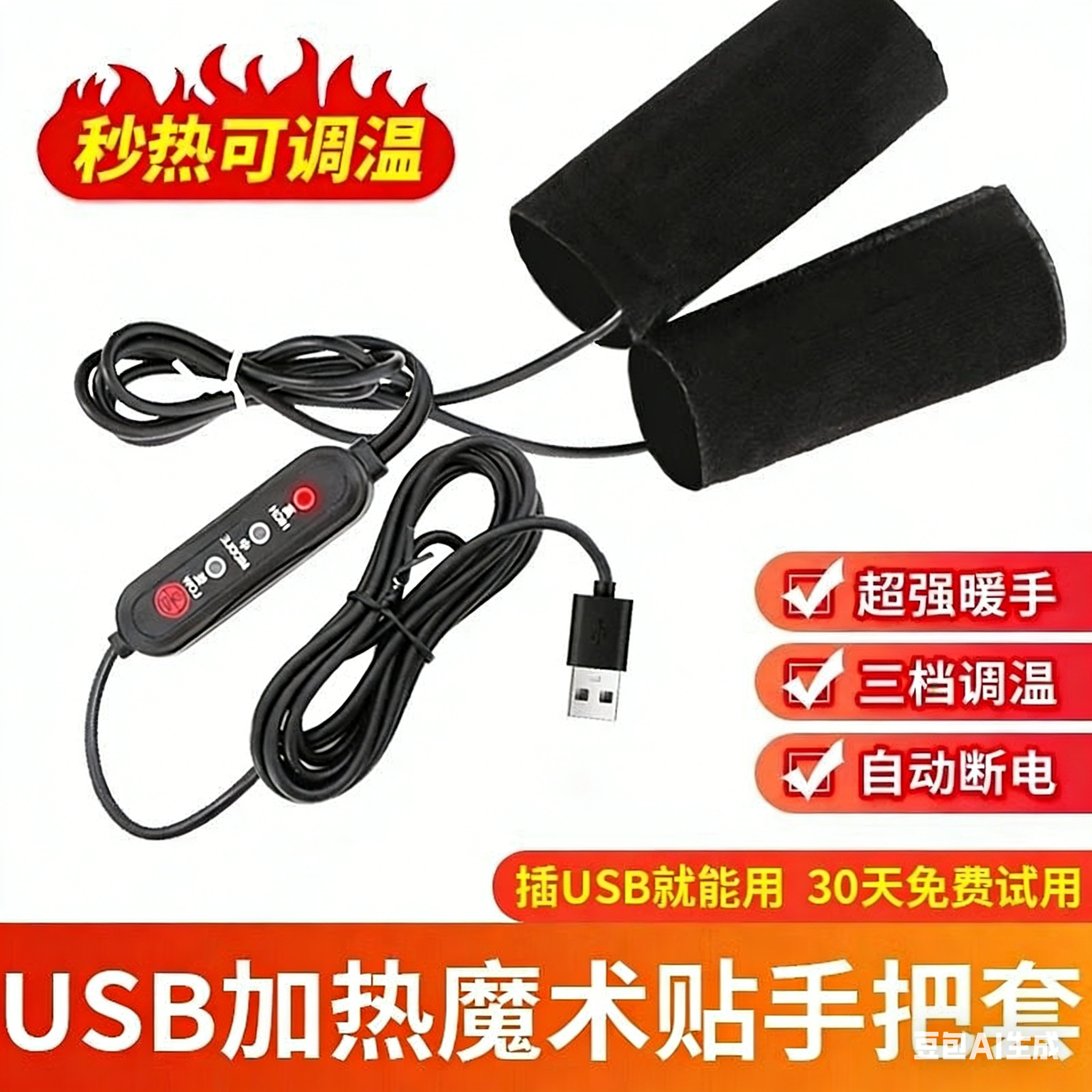 摩托车加热电动车手把套电热把手12V冬季骑行USB充电保暖发热器,摩托车/装备/配件,手把套,淘宝优惠券,粉丝福利购,淘宝优惠卷