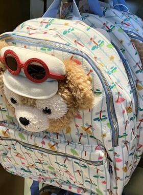 夏日达菲熊双肩包卡通可爱毛绒玩偶大容量帆布学生书包旅行背包女