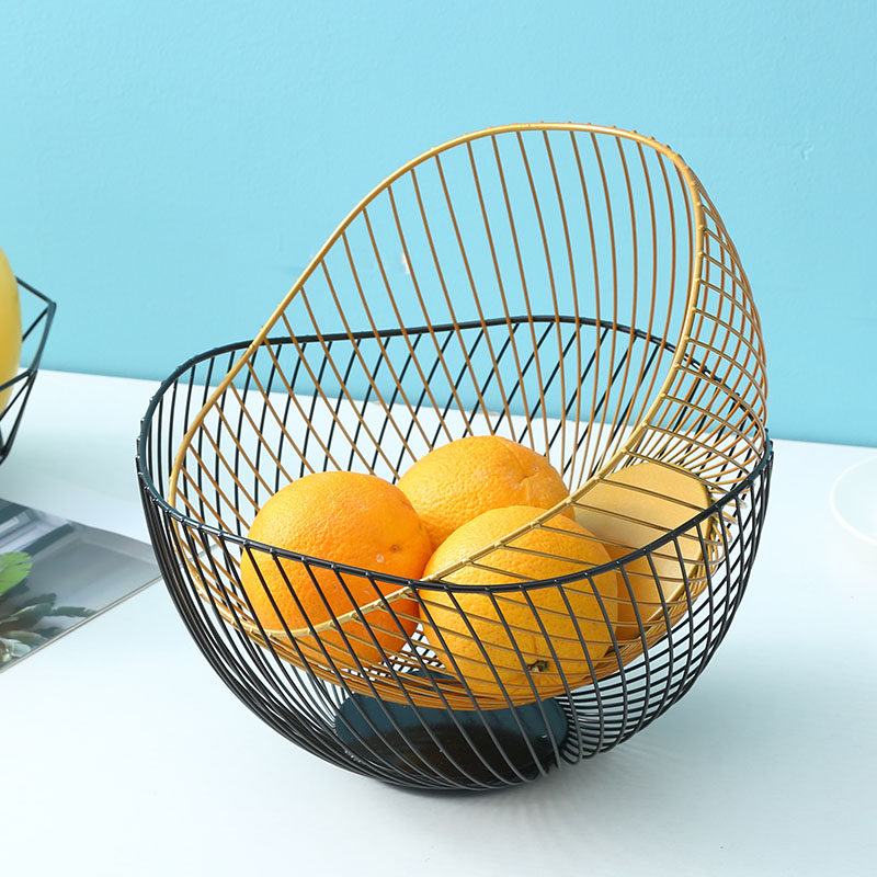 铁艺网红水果篮北欧风格客厅茶几果盘家用现代风创意零食收纳篮子