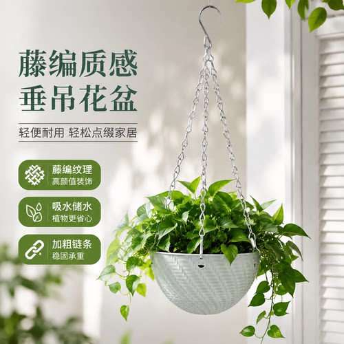 垂吊吊兰花盆悬挂式塑料藤编吊