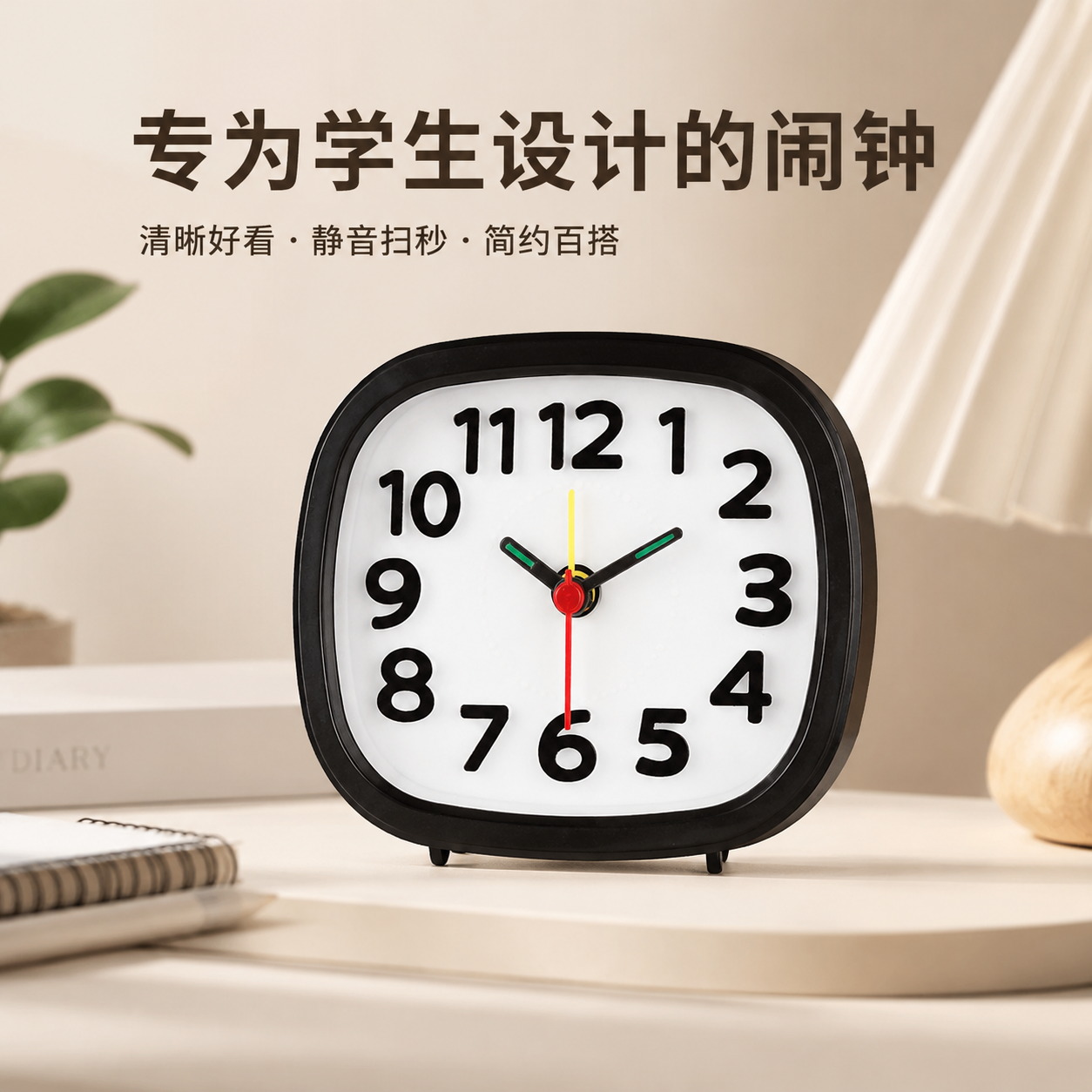 闹钟学生专用起床神器男孩女孩可爱简约时钟摆件小钟表家用便携