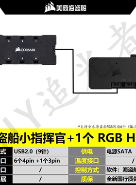 美商海盗船rgbhub风扇集线器