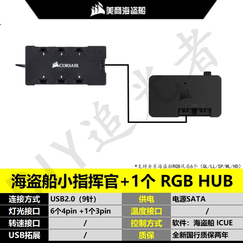 美商海盗船rgbhub风扇集线器