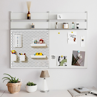 洞洞板置物架搁板收纳墙壁装饰陈列墙上隐形层板展示架磁吸金属板