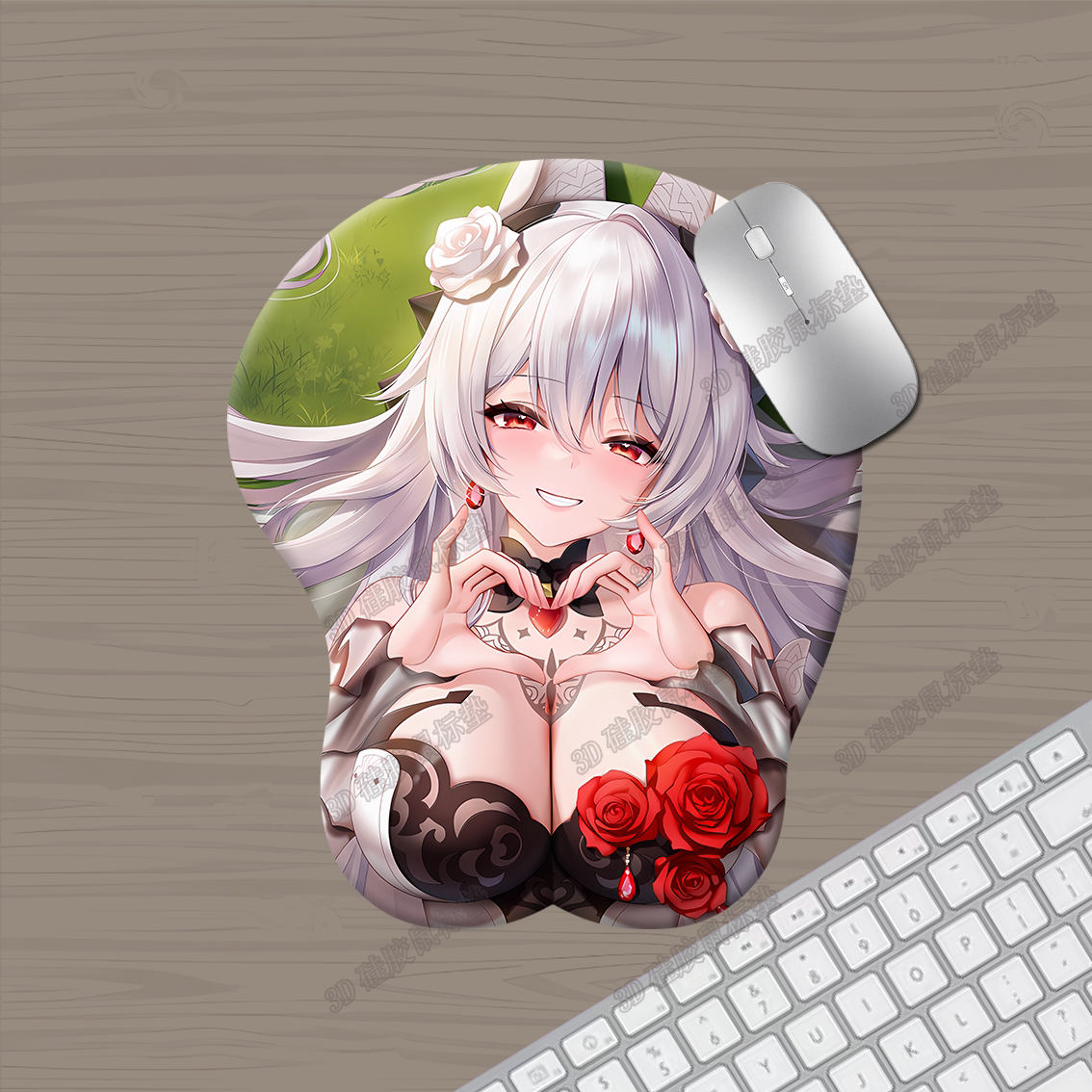 3d立体硅胶护腕鼠标垫二次元动漫游戏美女腕托防腱鞘炎