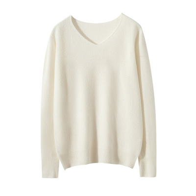 羊毛针织打底衫女V领羊毛毛衣时尚洋气宽松百搭女内搭上衣