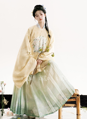 无贰集【春树暮云】原创明制圆领袄中衣国风马面裙春款汉服套装