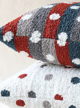 默色空间复古圈绒双面图案抱枕波普艺术重磅波点靠垫沙发靠背腰枕