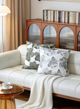 默色空间新中式素雅提花双面图案抱枕卧室客厅新国风沙发腰枕靠垫