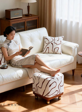 默色空间蛇舞风生沙发凳高端茶室凳中古风方凳原创设计卧室梳妆凳