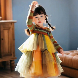 女童超好看连衣裙秋冬儿童生日公主裙小女孩日常可穿裙子洋气礼服