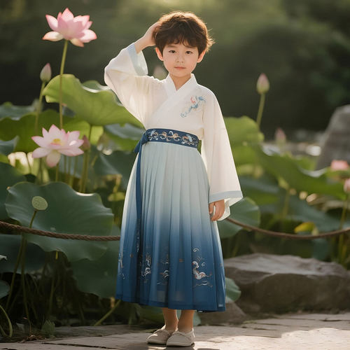 汉服男童春秋新中式唐装中秋古装