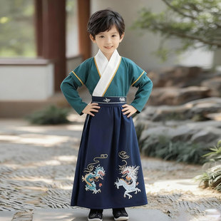 男童新中式汉服春装2026新款儿童国风唐装小男孩帅气古装日常可穿