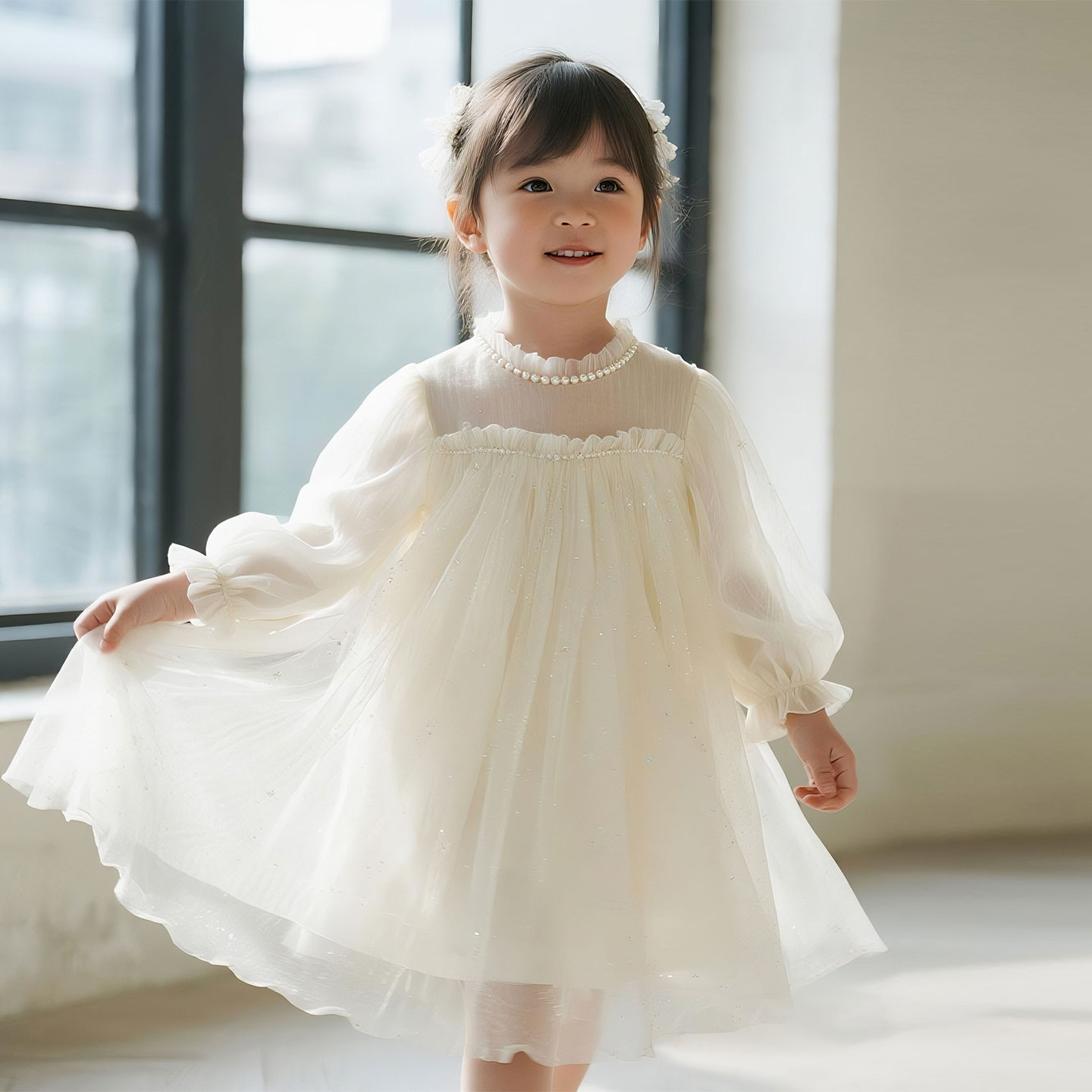 儿童高端礼服女童轻奢小众花童婚礼小女孩钢琴演奏小主持人演出服