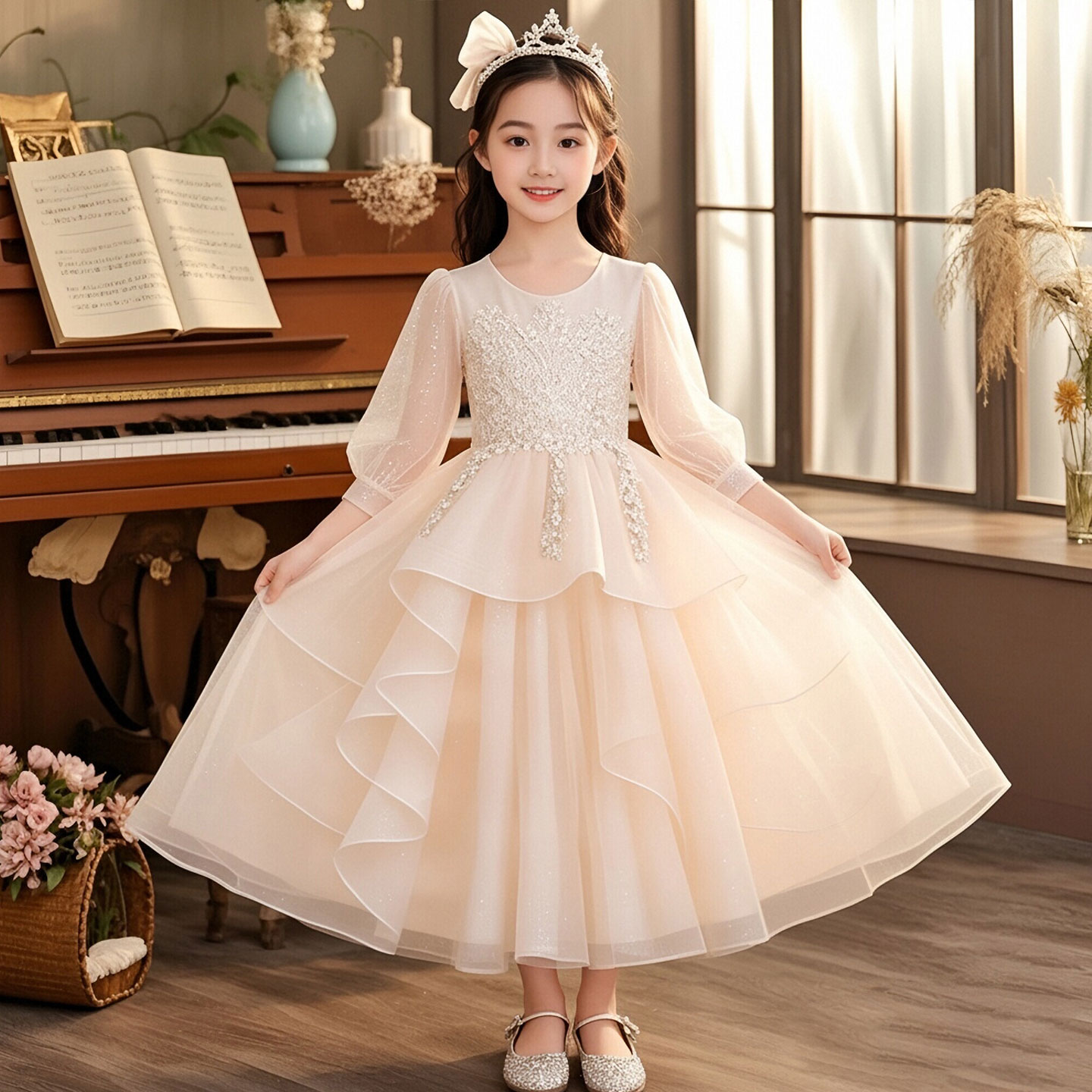 女童高端轻奢礼服花童婚礼小女孩图片