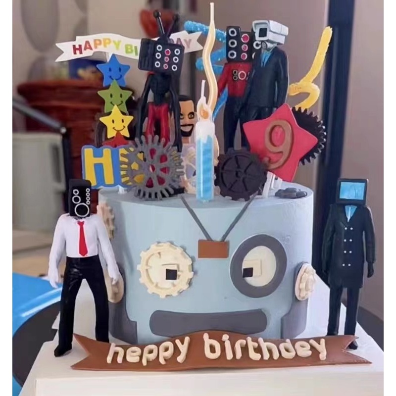 监控人大战马桶人玩具模型蛋糕