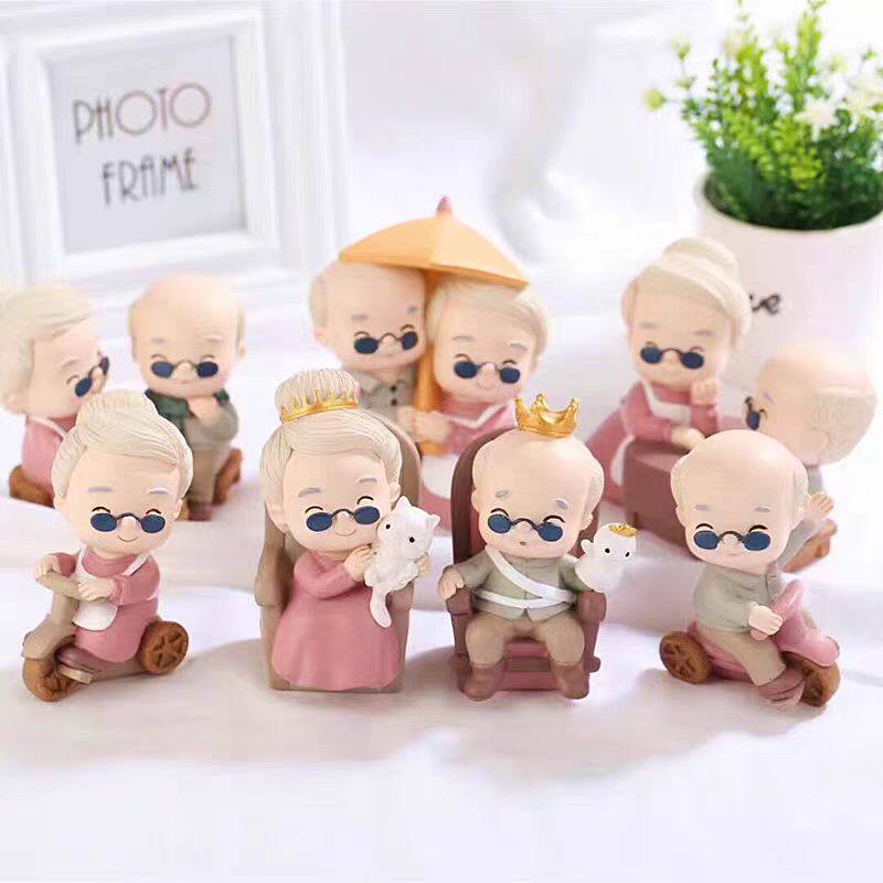 创意情侣夫妻老头老太太房间装饰小摆件结婚纪念礼物家居装饰品