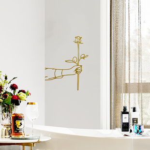 玫瑰 小清新有趣ins北欧风创意图案 过道台柱玄关背景装饰墙贴纸