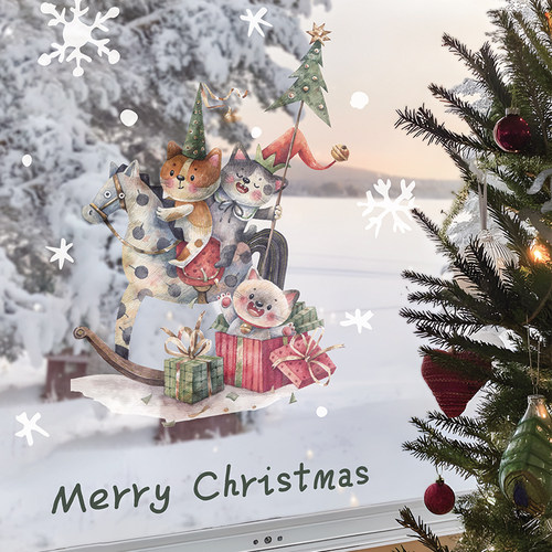 圣诞节窗静电贴画无痕节日装饰贴