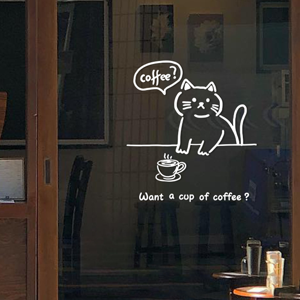 喵咪玻璃门精雕pvc磨砂墙贴